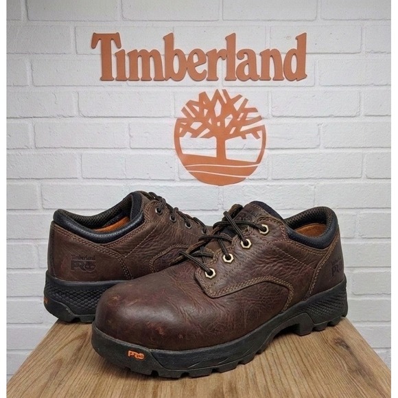 🔥Timberland PRO🤑TiTAN Alloy Safety Toe Leather Work Shoes Brown Anti-Fatigue 9